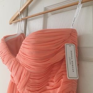 NWT Peach Donna Morgan Strapless bridesmaid Dress